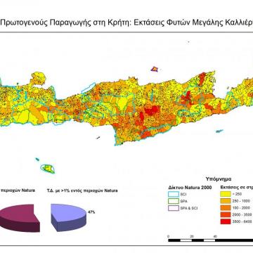 Εκτάσεις φυτών μεγάλης καλλιέργειας στις ΤΚ της Κρήτης