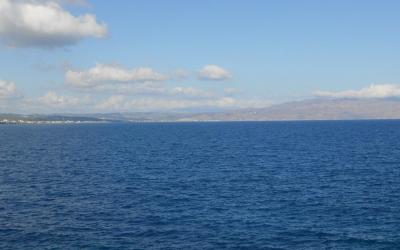 Beach of Maleme and Rodopou peninsula, as seen from Thodorou island